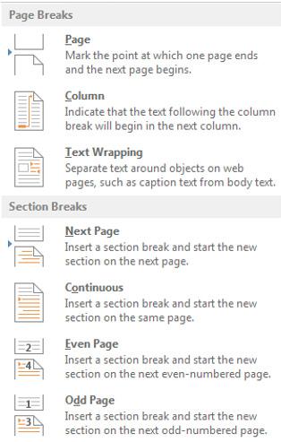 changes in a portion of a document. Inserting a Page Break 1.