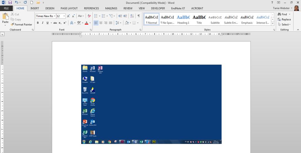 Microsoft Word 2013 Capturing Screen Snapshots LIBRARY AND LEARNING SERVICES WORKING WITH IMAGES www.