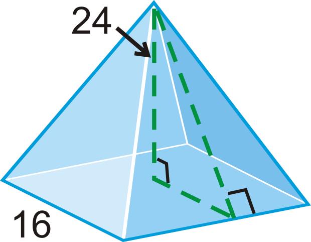 Example 1: Find the slant height of the square pyramid.