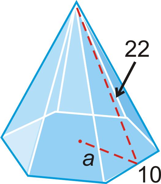 www.ck12.org Chapter 11. Surface Area and Volume 1 nbl = 72 ft2 2 1 2 (4)b2 = 72 2b 2 = 72 b 2 = 36 b = 6 Therefore, the base edges are all 6 units and the slant height is also 6 units.