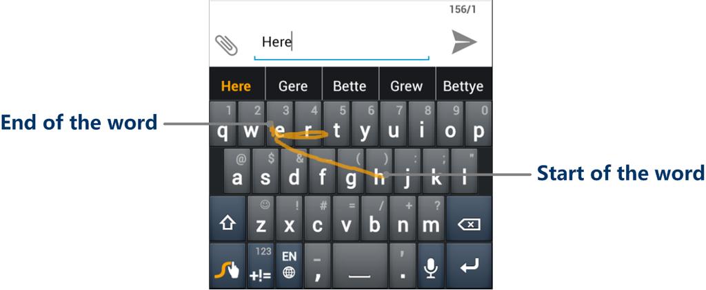 Touch to use voice input. Touch and hold to open the Swype settings.