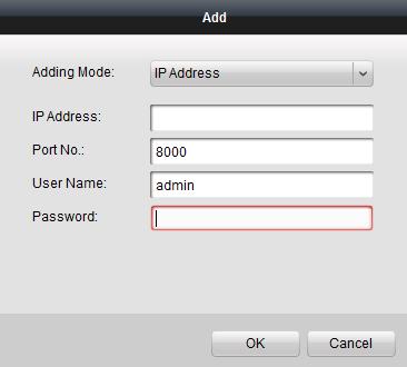 Figure 6-8 Adding by IP Address 4. Click the OK button to add the device to the device list.