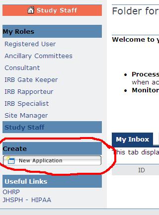 When you log in to your personal folder/workspace, it will display both the role of registered user and study staff.