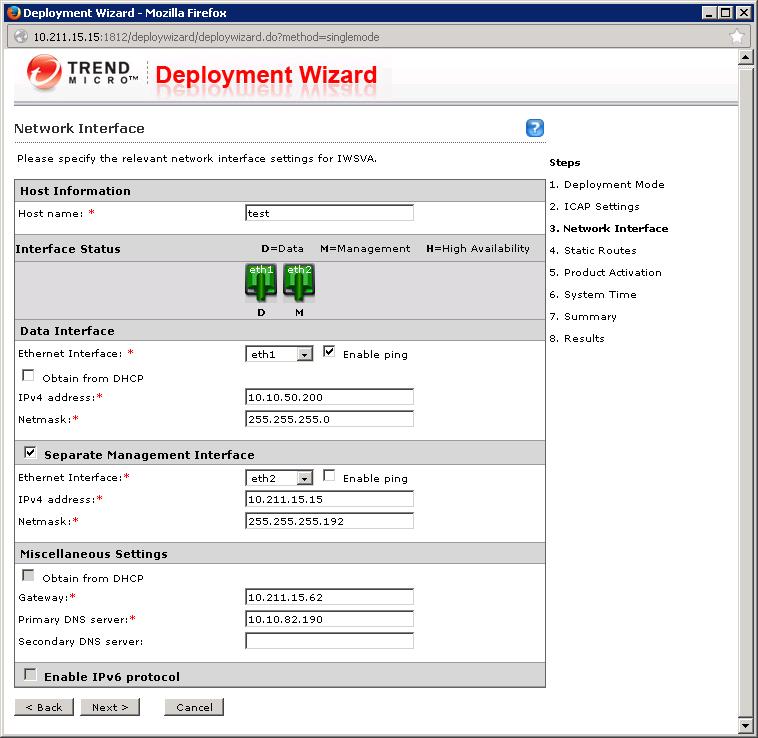 Figure 13 Configuring Networking on Trend Micro Server 7.