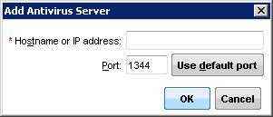 Figure 4 Antivirus server configured on default port 1344 Figure 5 Adding