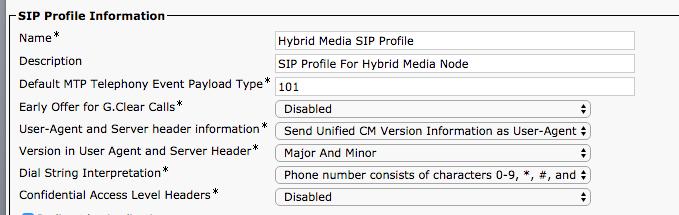 Unified CM Configuration SIP Profile Create a SIP Profile for HMN