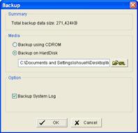 Configuring Video Settings Backup 7. The Backup window appears, with your new data. Click the Backup icon to see the backup summary window. 8. The backup summary provides the size of the file.