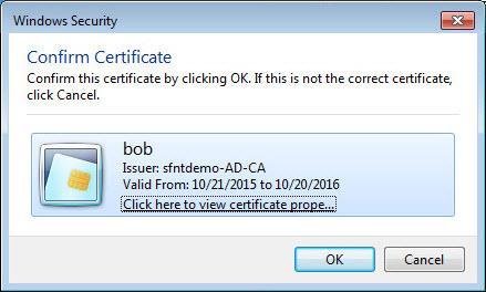 The browser displays all the certificates available on the machine.
