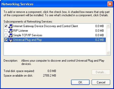 In the Networking Services window, select the Universal