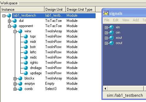 You can expand any module here to see what modules are instantiated within it. You are now ready to simulate the design, but first you should open up some windows so you can see the results.