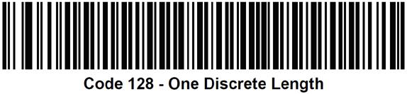 Code 128 Options: Code 128 Enable/Disable Scan one of the following bar codes to enable/disable Code 128: Set Length for Code 128: The length of the code refers to the number of characters (the human