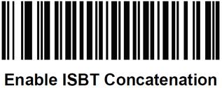 ISBT Concatenation: Select and option for concatenating pairs of ISBT code types: Enable ISBT Concatenation There must be two ISBT codes in order for the scanner to decode and perform concatenation.