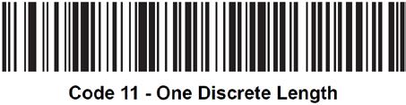 Code 11 Options: Code 11 Enable/Disable Scan one the following bar codes to enable/disable Code 11: Set Lengths for Code 11: The length of a code refers to the number of human readable characters,