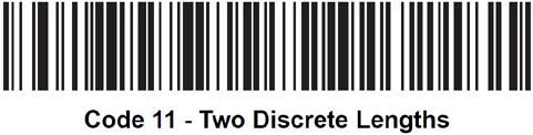 Scan one of the following bar codes to set a length option. One Discrete Length Decode only Code 11 bar codes containing a selected length.