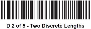 Scan one of the following bar codes to select a length option: One Discrete Length Decode only D 2 of 5 bar codes containing a selected length.