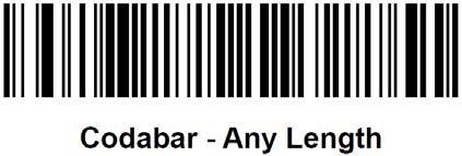 Scan one of the following bar codes to select a length option: One Discrete Length Decode only Codabar bar codes containing the selected length of characters.