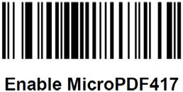 2D Symbologies PDF417 Options PDF417 Enable/Disable: Scan one of the following bar codes to enable/disable PDF417.