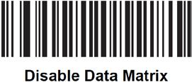 Data Matrix Options: Data Matrix Enable/Disable: Scan one of the following bar codes to enable/disable Data Matrix.