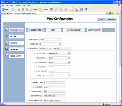 12. Remote Configuration 12.4 Web Configuration Input administrator ID and password of DVR to login.