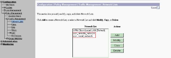 6. Select Configuration > System > Tunneling Protocols > IPSec LAN to LAN > Add and define the LAN to LAN tunnel.