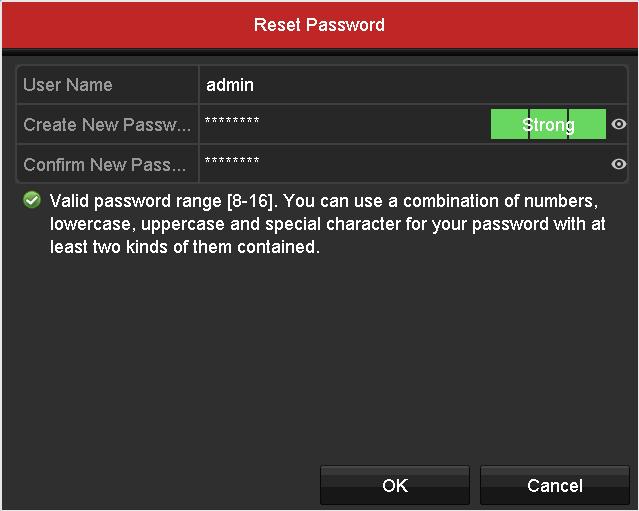 Figure 3-14 Reset Password 2) Input the new password and confirm the password. 3) Click OK to save the new password. Then the Attention box pops up as shown below.