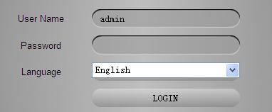 Step8: Enter your user name and password. The default username is "admin", password is blank.