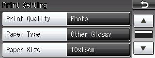 Printing photos from a memory card or USB Flash memory drive PhotoCapture Center print settings 9 You can change the print settings temporarily.
