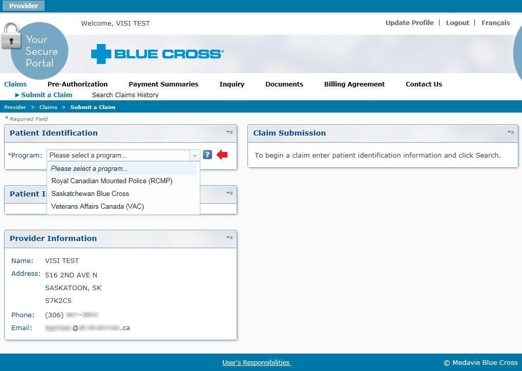 3. Submitting Claims Once you have logged in successfully, the portal will advance you to the Submit a Claim option.