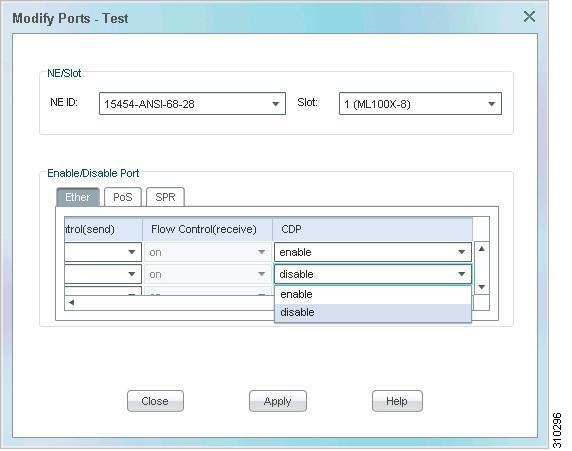 Figure 28 Modify Ports Step 5 In the Enable/Disable Port > CDP drop-down list, choose enable or disable to enable