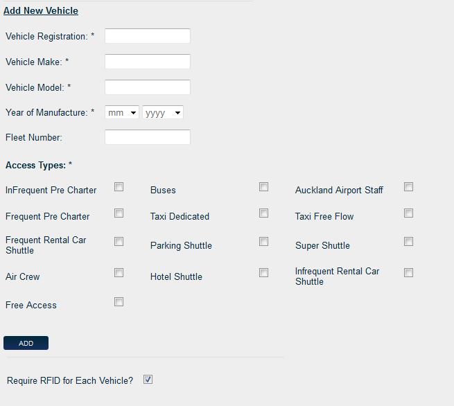 list Click Add to add an Existing vehicle > Add New Vehicle Complete the Vehicle Registration Details