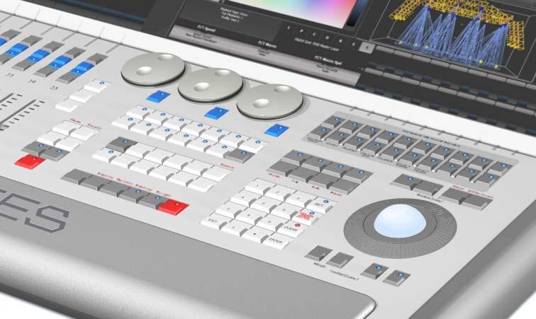 The Function buttons are used to carry out functions such as storing cues, copying, patching, saving to disk, etc. The Attribute select buttons are used to select which attributes of a fixture (e.g. colour, gobo, pan, focus) are going to be controlled using the Control wheels.