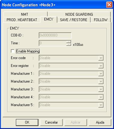 WSCAN Software 29 - Enable Mapping: it allows enabling or disabling the master mapping of EMCY messages transmitted by the slave.