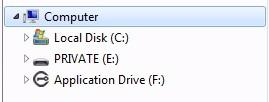 ACCESSING DATA ON THE DEVICE SAVING AND OPENING FILES When you plug in your device both the application drive and the private partition display in a file manager, such as Windows Explorer, with an