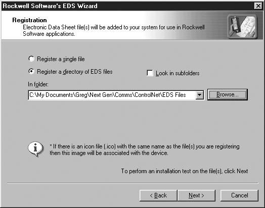 The EDS Wizard allows for registering single or multiple EDS files.