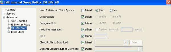 5. Keep Installer on Client System: Uncheck Inherit and then select Yes. 6. Click OK then Apply. 7. Apply your configuration changes.