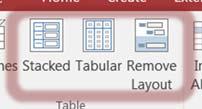 Working with Table Structures 1. From the Create Tab, in the Reports group, click the Report Design. 2. Open the Property Sheet (button on the Design tab). 3.