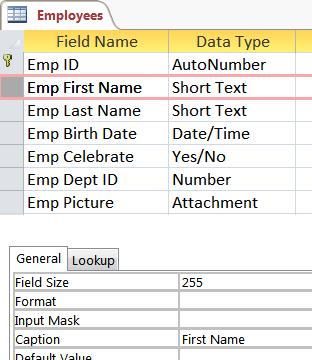 Right click on any fieldname in the Datasheet and choose Unhide fields to show and hide the columns of this view. Field Name vs.