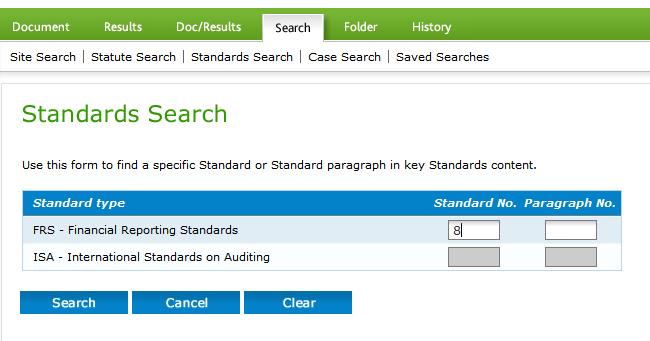 page 10 Standards Offers the opportunity to locate a specific financial reporting standard (FRS/ISA) simply and quickly.