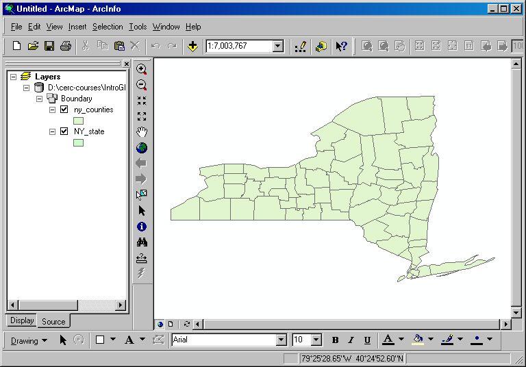 1.4.3 ArcMap ArcMap is the ArcGIS application for displaing, querying, editing, creating and analyzing data.