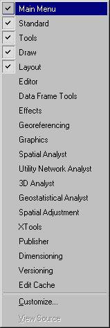The left portion of ArcMap shows the table of content. This displays the layers (the "layer tree") added to the map (and whether or not they are currently displayed).