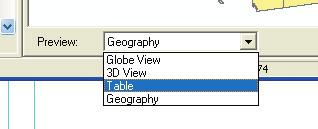 To the right, you will see the function of each of the tools on the Geography toolbar. 5. Click and use the Zoom In, Zoom Out and Pan tools to navigate around the Shapefile preview. 6.