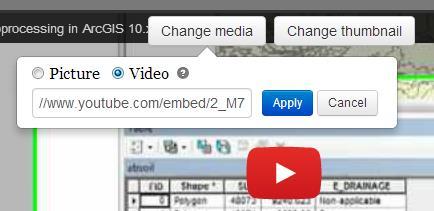 3. If you chose to embed a video, you will need to tell the Map Tour application that it should be looking for a video as opposed to pictures when in Builder mode. a. Click on the Change media button (Top left of application).