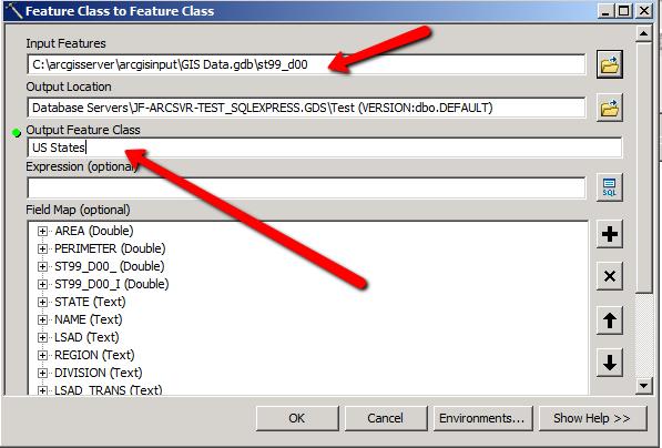 Figure 28: Adding a Feature to SQL geodatabase Next open ArcMap and begin with a blank template.
