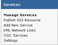 First Click on Services and select Publish GIS Resource.