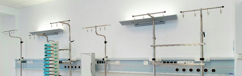 IV-Pole ICU-Unit + + adjustment of the telescopic tube through a comfortable single-handed height adjustment Height adjustment Bottle bar Regulating range Total weight (net weight) Equipment