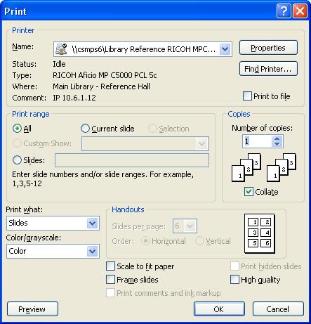 Print Options Click on the Office button Select Print This will bring up the Print window.
