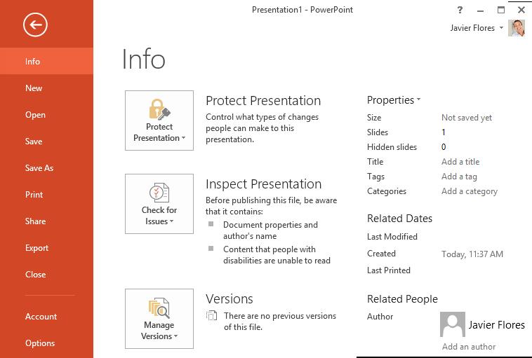 Challenge! 1. Open PowerPoint 2013 and create a new presentation. 2. Click through all of the tabs and review the commands on the Ribbon. 3.