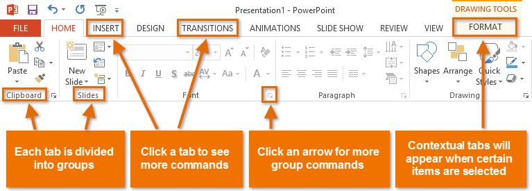 Working with the PowerPoint environment If you've previously used PowerPoint 2010 or 2007, PowerPoint 2013 will feel familiar.