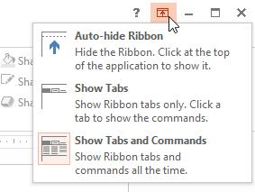 To minimize and maximize the Ribbon: The Ribbon is designed to respond to your current task, but you can choose to minimize it if you find that it takes up too much screen space. 1.