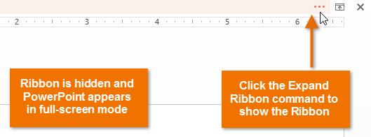 Select the desired minimizing option from the drop-down menu: o o o Autohide Ribbon: Autohide displays PowerPoint in full-screen mode and completely hides the Ribbon.